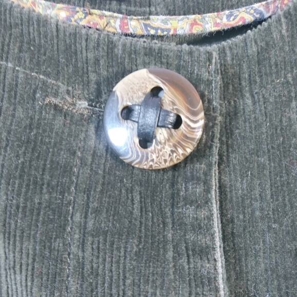 Live A Little Olive Green Corduroy Tortoise Button Front Size XL - Picture 3 of 6